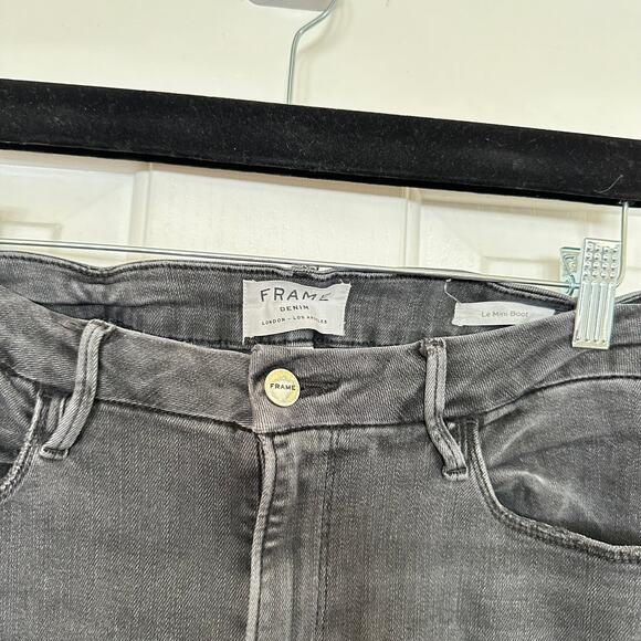 Frame Le Mini Boot Cut Preston Gray Raw Hem Denim Jeans Size 32 - Picture 2 of 4